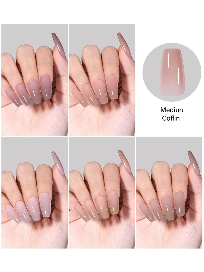 Aillsa RealFit Nude Tone Mixed Color Press-On Nails- 140pcs Nails Tips 5 Natural Colors 14 Sizes Pre Shaped gelx Tips Full Cover Fake Nails Extension for Easy DIY Nail Art Nail Care Manicure Beginner Friendly