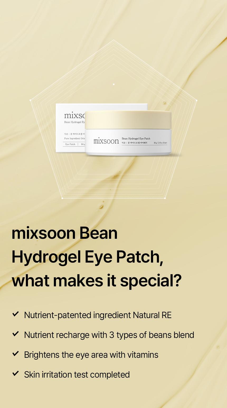 [mixsoon Official Shop] Bean Hydrogel Eye Patch 30 pairs (60ea) - Nutritional patches that brighten the dark under-eye area, Korean Skincare for Glass Skin