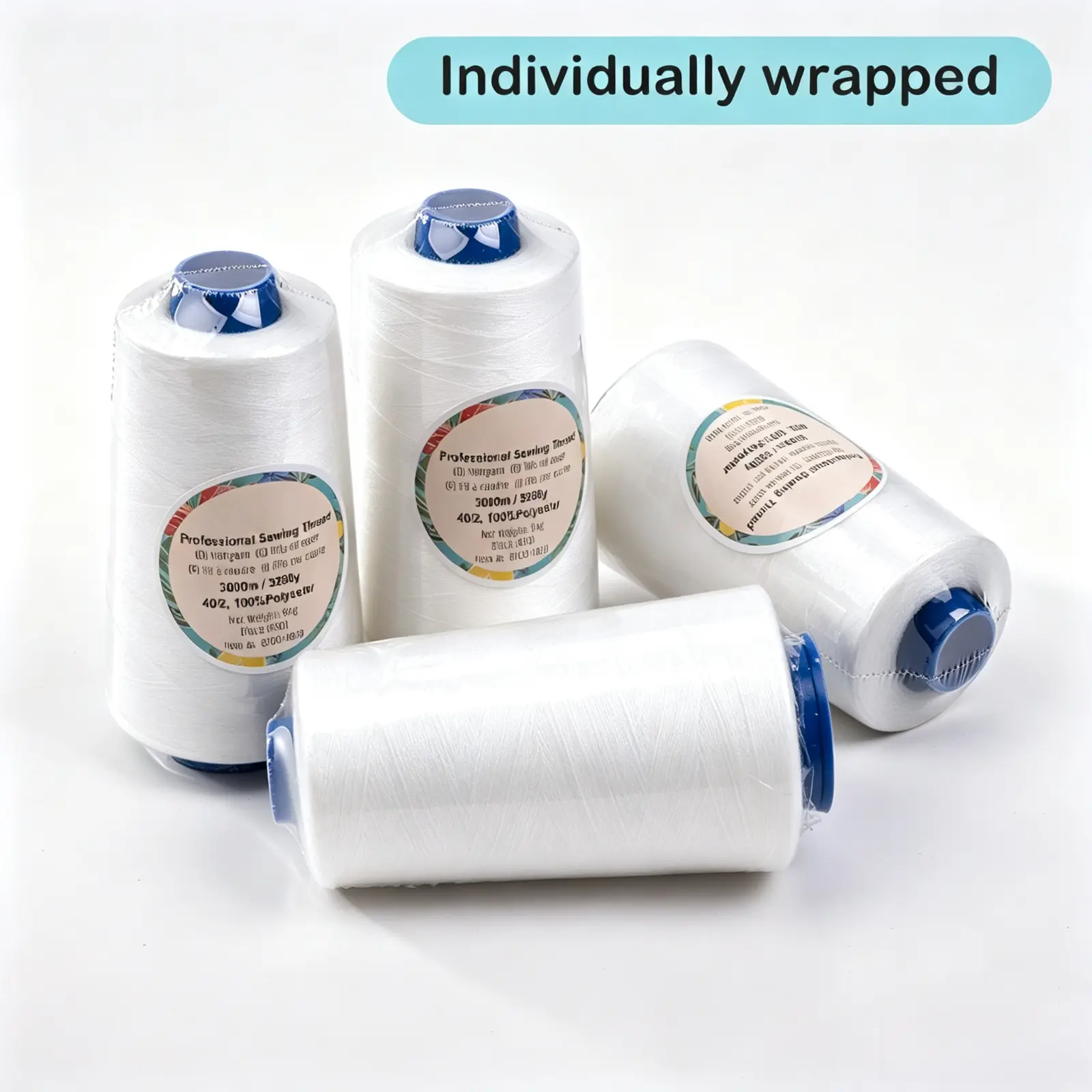 100% Polyester Sewing Thread (4 Spools, 3000 Yd/Spool, 12000 Yd Total) - 40S/2, White & Black, Compatible with Overlockers, Sergers & Sewing Machines