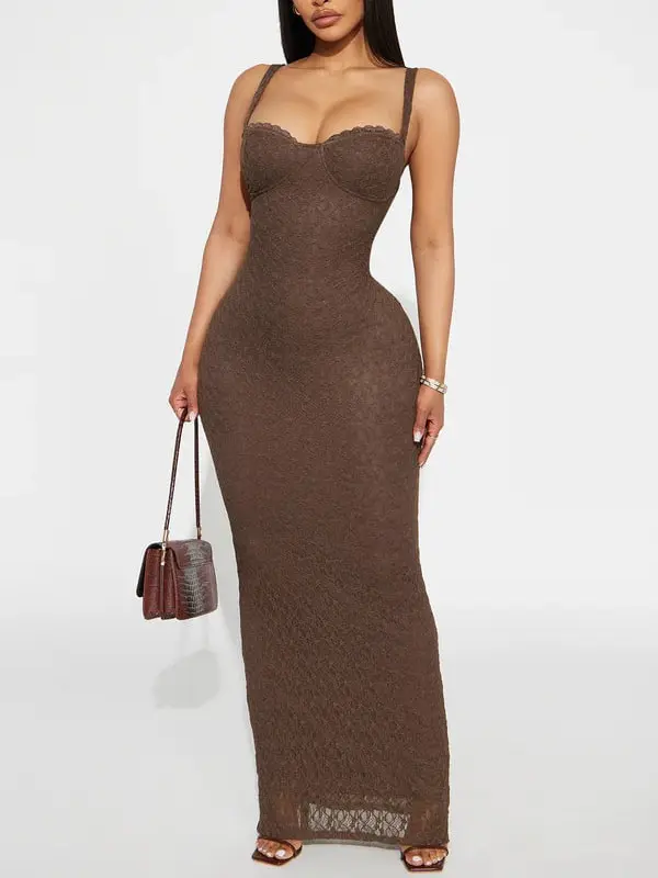 Cleo Lace Maxi Dress - Chocolate - TikTok Shop