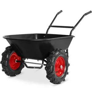 Best Choice Products Heavy Duty Dual-Wheel Wheelbarrow Cart, Built In Stand, 500Lb Capacity, Extra Large Wheels