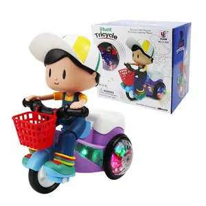 Kids Electric Stunt Tricycle Toy with Lights Music Wiggling Action & Obstacle Avoidance, FunChristmas Gift Idea