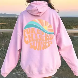 Forever Chasing Sunsets Hoodie, Beach Sweatshirt, Trendy Hoodie, Hoodie With Words on Back, Aesthetic Hoodie