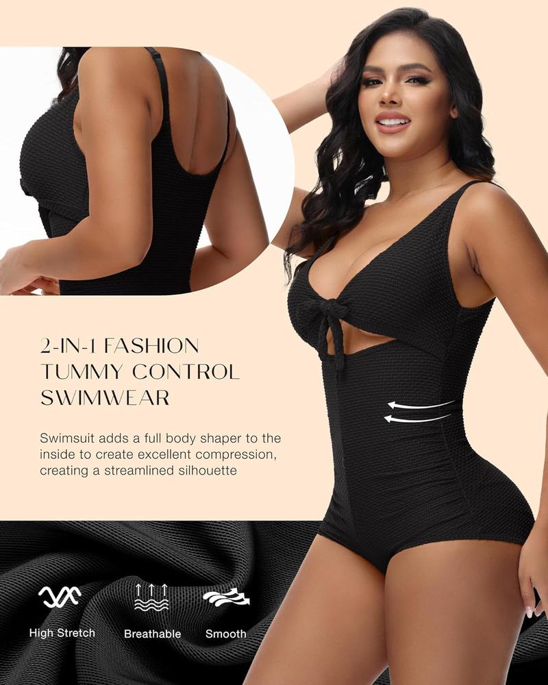 Curvyfaja Tummy Control Bodysuit , Sleeveless Swim Shapewear , Slim Summer Shaper Swimsuit