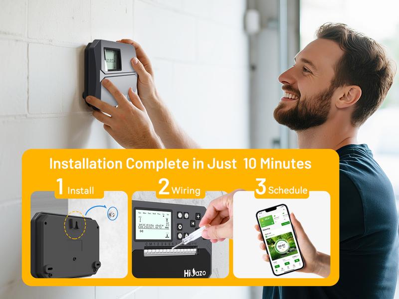 Intelligent WiFi sprinkler controller, 8-zone indoor irrigation controller, automatic weather-sensing watering function (2025 version), suitable for gardens and courtyards
