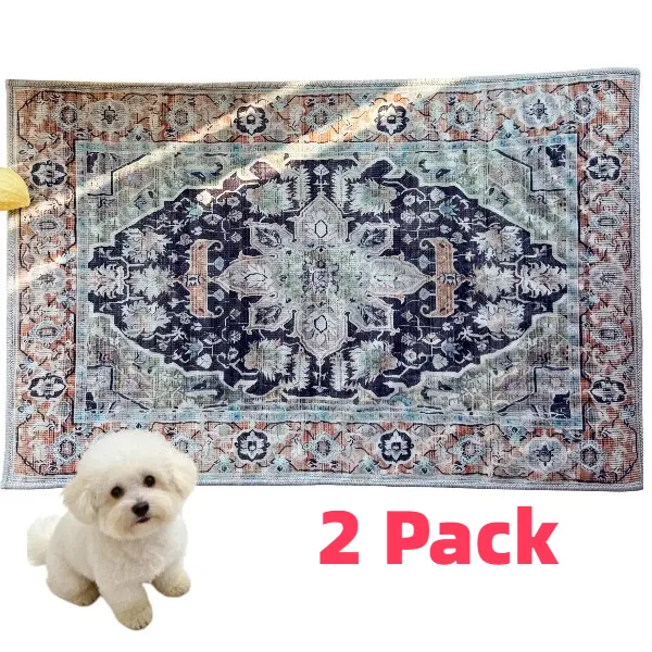 2-Pack Washable Pet Pee Pads - 17in×27in Eco-Friendly Waterproof Leak-Proof Machine Washable Dog Training Mats, Stylish Home Floor Protection, Boho Puppy Essentials