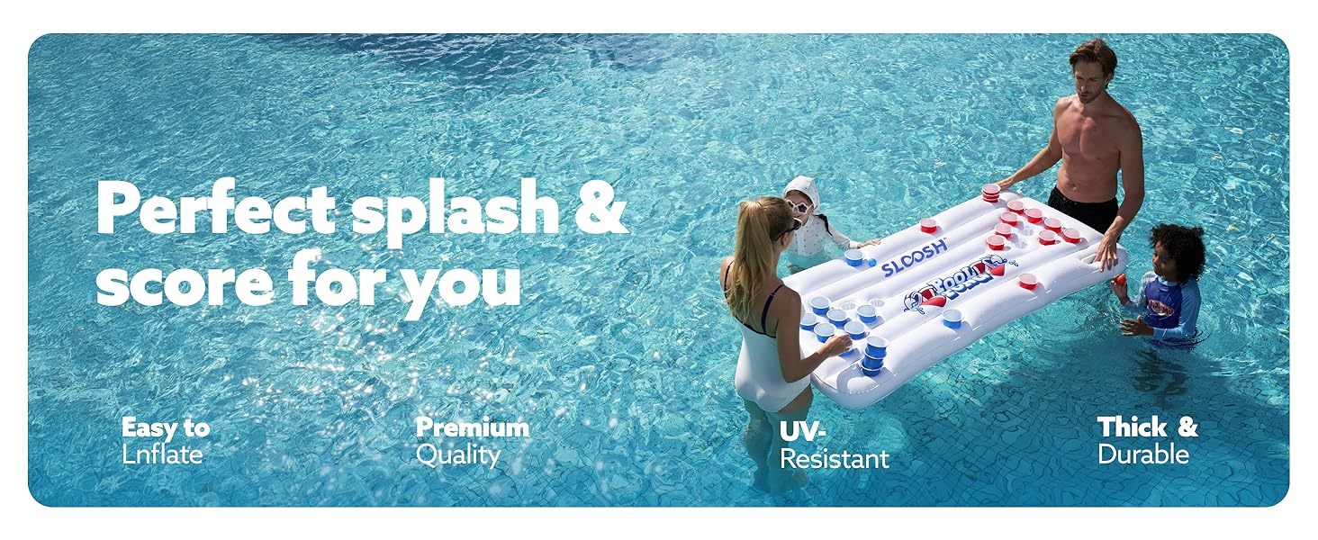 SLOOSH Pool Toys Games Set - Pong Toss Game Water Toys for Adults Kids Family Games, Inflatable Floats Lounge Raft Floating Swimming Pool Accessories 6x3 FT Table with 10 Pong Balls for Parties 4th of July SLOOSH Pool Toys Games Set - Pong Toss Game Water Toys for Adults Kids Family Games, Inflatable Floats Lounge Raft Floating Swimming Pool Accessories 6x3 FT Table with 10 Pong Balls for Parties 4th of July