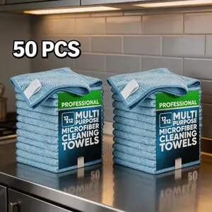 Microfiber Cleaning Cloth 50Pcs 12"x12" All-Purpose Cleaning Towels  Reusable, Lint-Free, 4 Assorted Colors for Home & Car