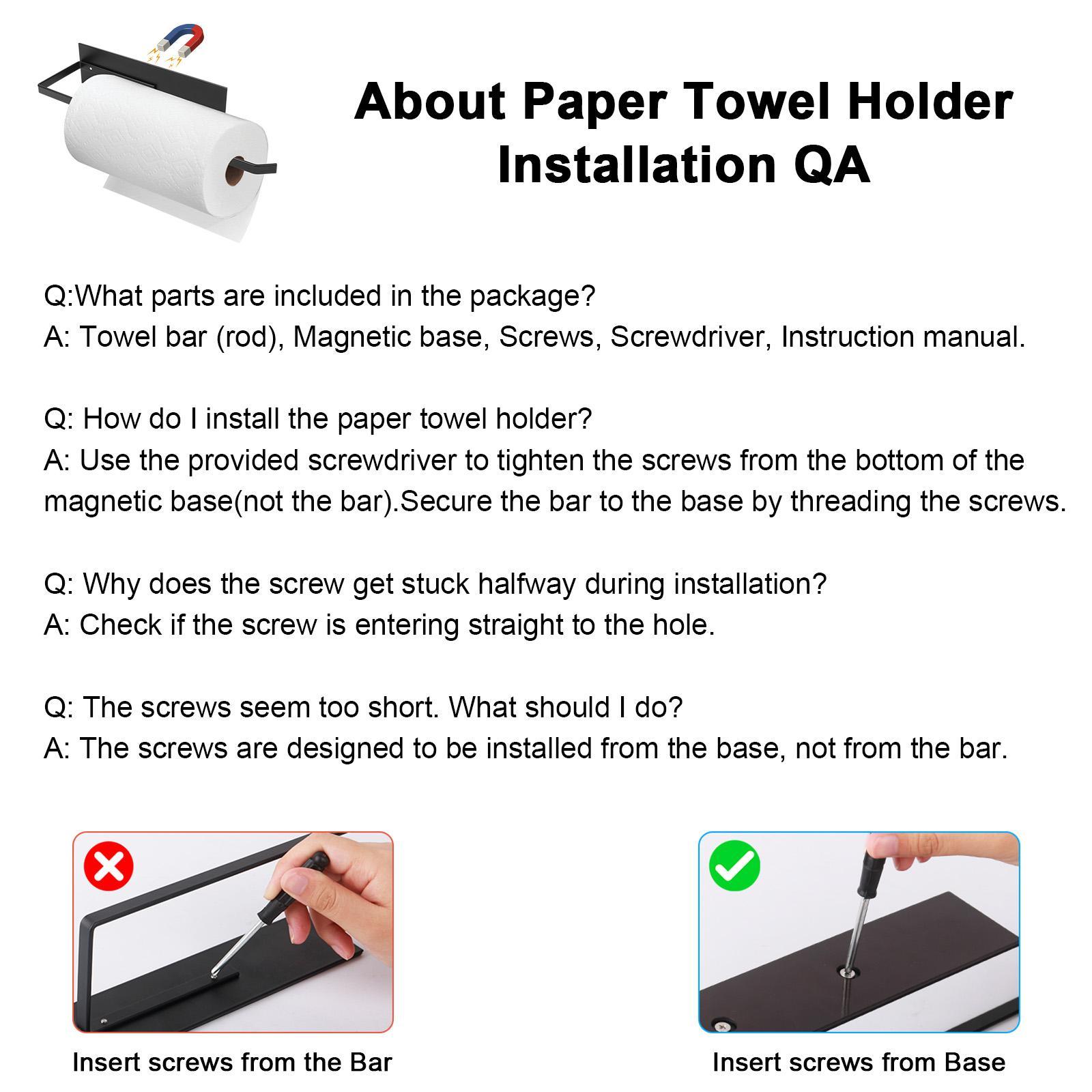 Magnetic Paper Towel Holder for Fridge – Wall Mount Paper Towel Roll Holder for Kitchen & Bathroom, Strong Magnet Organizer for Refrigerator, Grill, Washing Machine