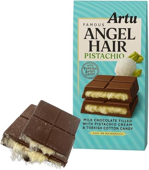 Dubai Chocolate Artu Angel Hair Milk Chocolate Bar 165g – Turkish Dairy Milk Floss with Pistachio Cream & Cotton Candy – Premium Middle Eastern Gourmet Candy Gift