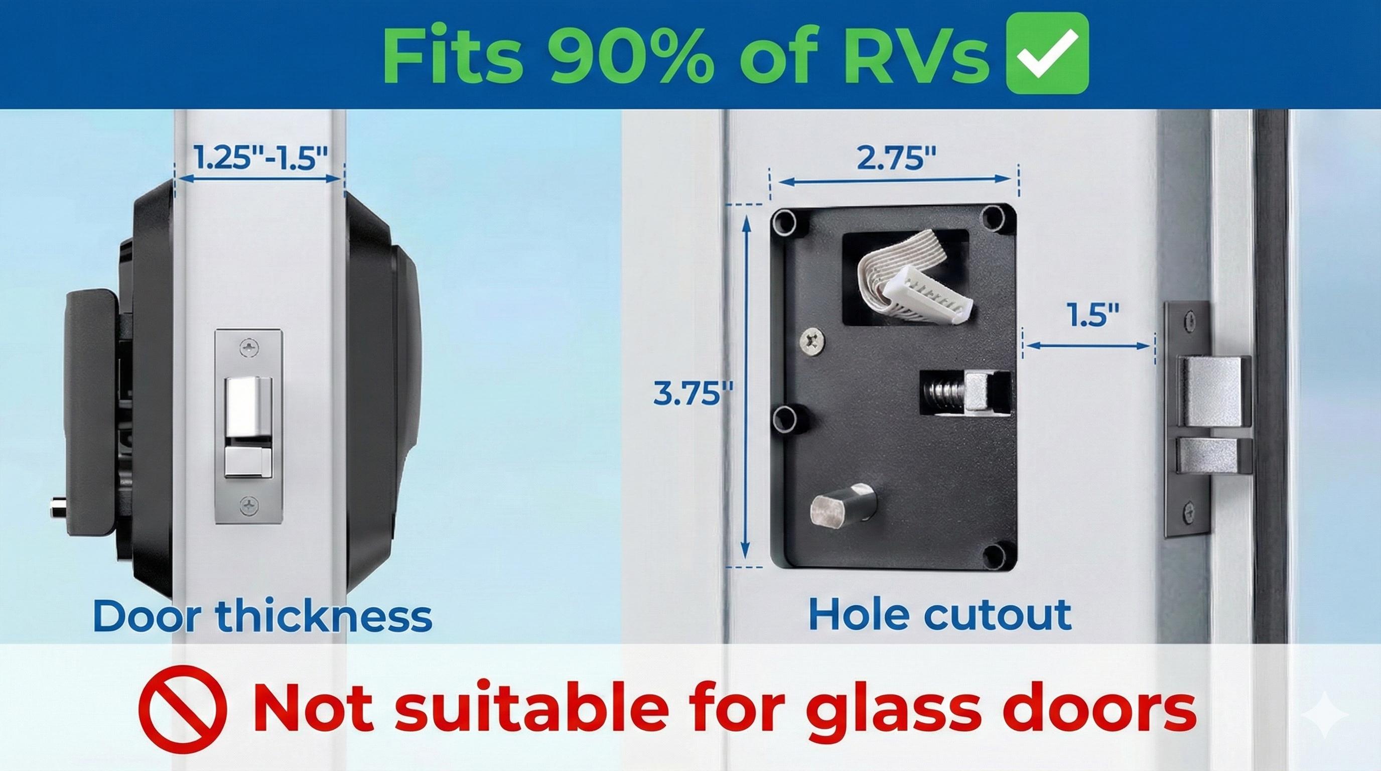 RV Door Lock Keyless Entry Handle | Keypad & 2 Remotes Deadbolt | Fits Travel Trailers, Campers & 5th Wheels RV Door Lock Keyless Entry Handle | Keypad & 2 Remotes Deadbolt | Fits Travel Trailers, Campers & 5th Wheels
