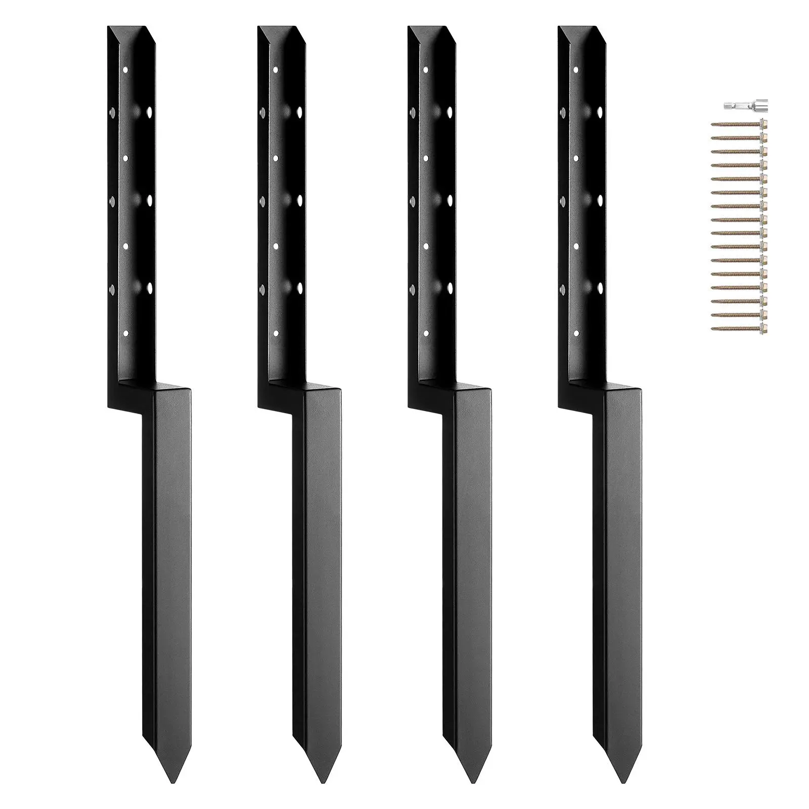 【SummerFinds】VEVOR Fence Post Anchor Repair Kit,  4 Pack Inner Diameter 2 x2 Inches Heavy Duty Steel Fence Post Support Stakes, Anchor Ground Spike for Repair Tilted, Broken Wood Fence Post
