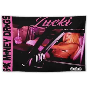 Tapestry Lucki Sex Money Drugs Album Cover Music Tapestry, Banner for Bedroom, Living Room, College Dorm Wall Decor Decorative Light Decoration PeachTapestry Decor