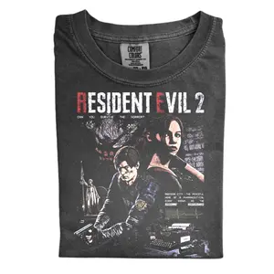 The Resident Evil 2 Claire Redfield Leon Kennedy Comfort Color Shirt, Vintage Survival Horror Game Shirt, Gift for Men, Gift for Women, Crew Neck T-shirt, Trending T-shirt