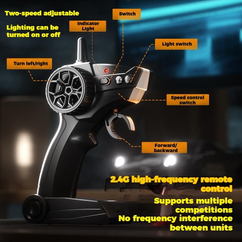 RC Drift Car 2.4GHz 4WD Speed Adjustment LED Lights Extra Tires Obstacle Accessories Kids Racing Gift