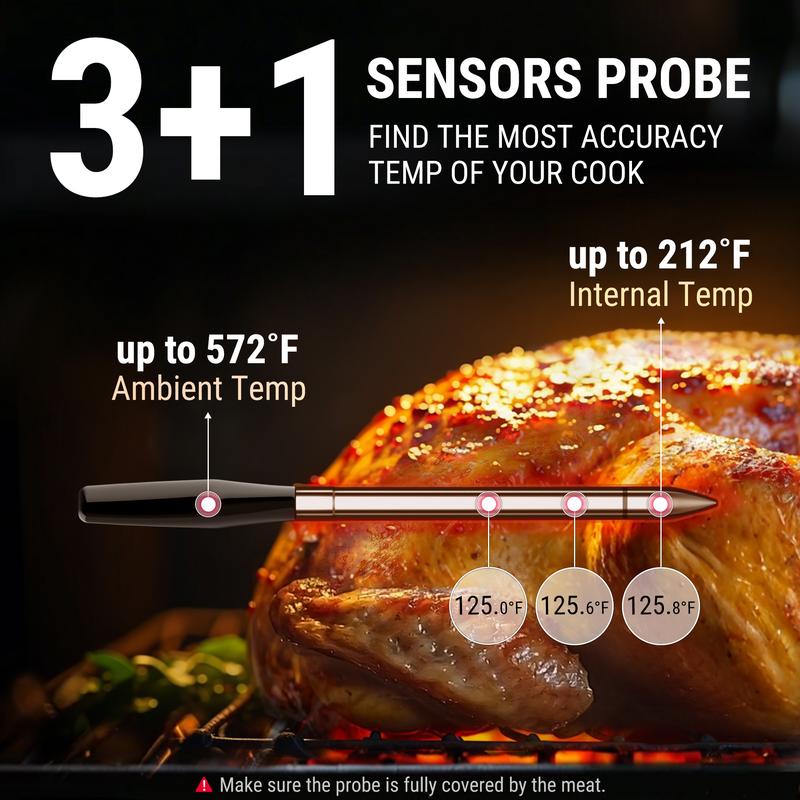 ThermoPro WiFi Bluetooth Wireless Meat Thermometer, Unlimited Range,Detachable Thiner Meat Probe & Standalone Base,1050°F,for Grill Smoker Oven Fryer Kitchen Gadgets Kitchenware Food Cooking Measuring Modern Utensils Portable Specialty Kitchen Utensils