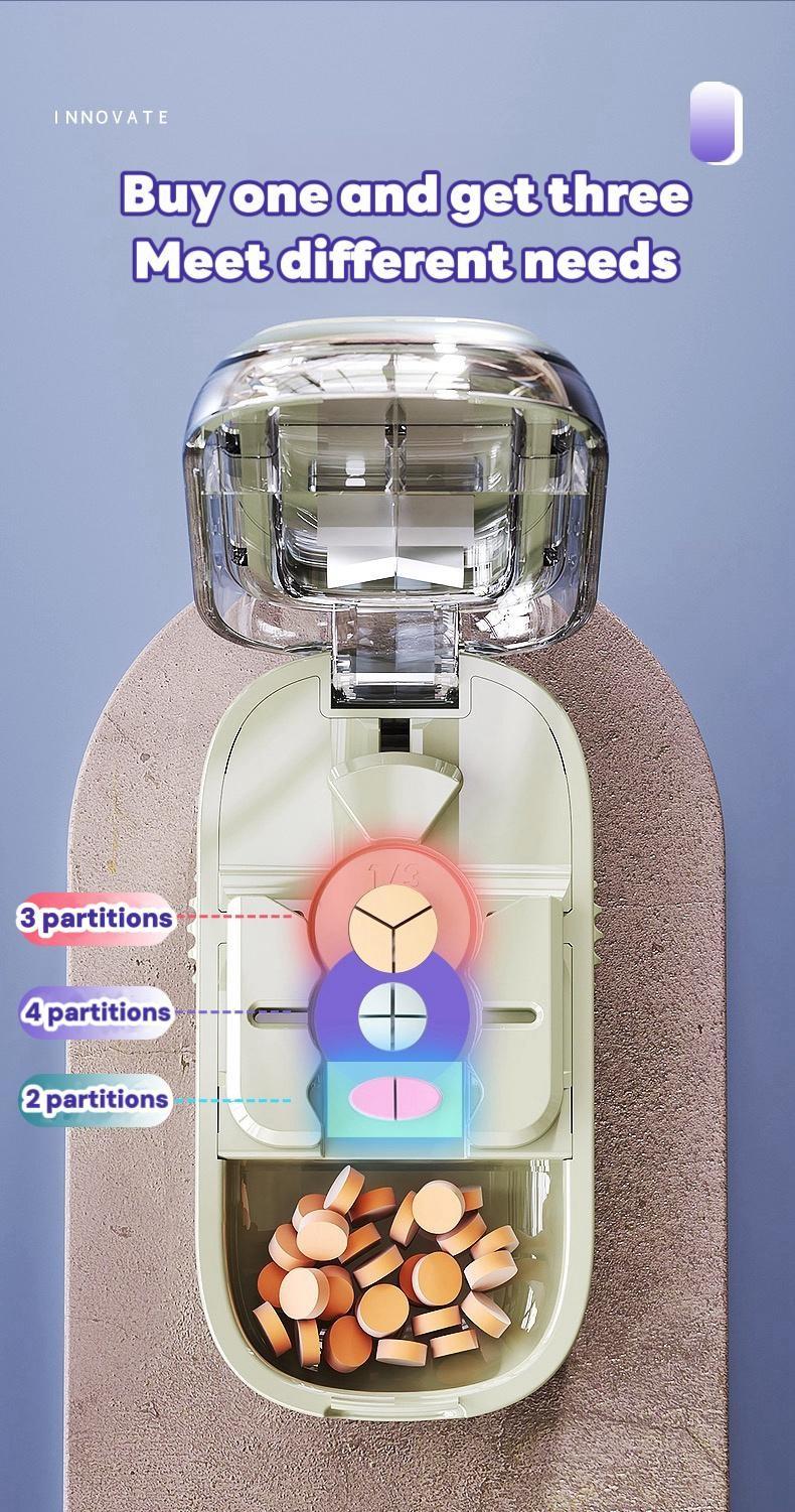 Upgrade Compact Pill Splitter Box - 3-in-1 Medicine Cutter for 1/4 1/2 & 1/3 Doses | Portable Tablet Organizer for Travel, Pet Medication & Daily Use | Fits Different Pill Sizes, Pink,Holiday Haul,TikTok Shop Deals, 2026 Jumpstart Sale