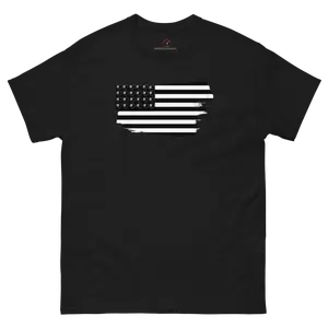 Heart & Stripes Flag Heart T-Shirt – Black & White Streetwear Tee