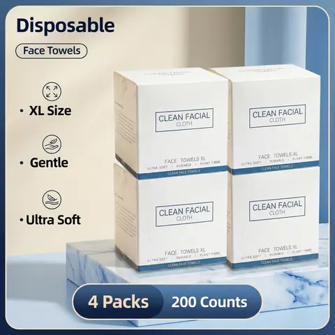 Oversized Disposable Plant Fiber Face Towels - 50 Sheets Per Box 50pcs 50-Sheet Value Pack, Ultra-Soft Thick Durable Washcloths, Cost-Effective Cleaning for Sensitive Skin, Upgraded Traditional Towel Alternative