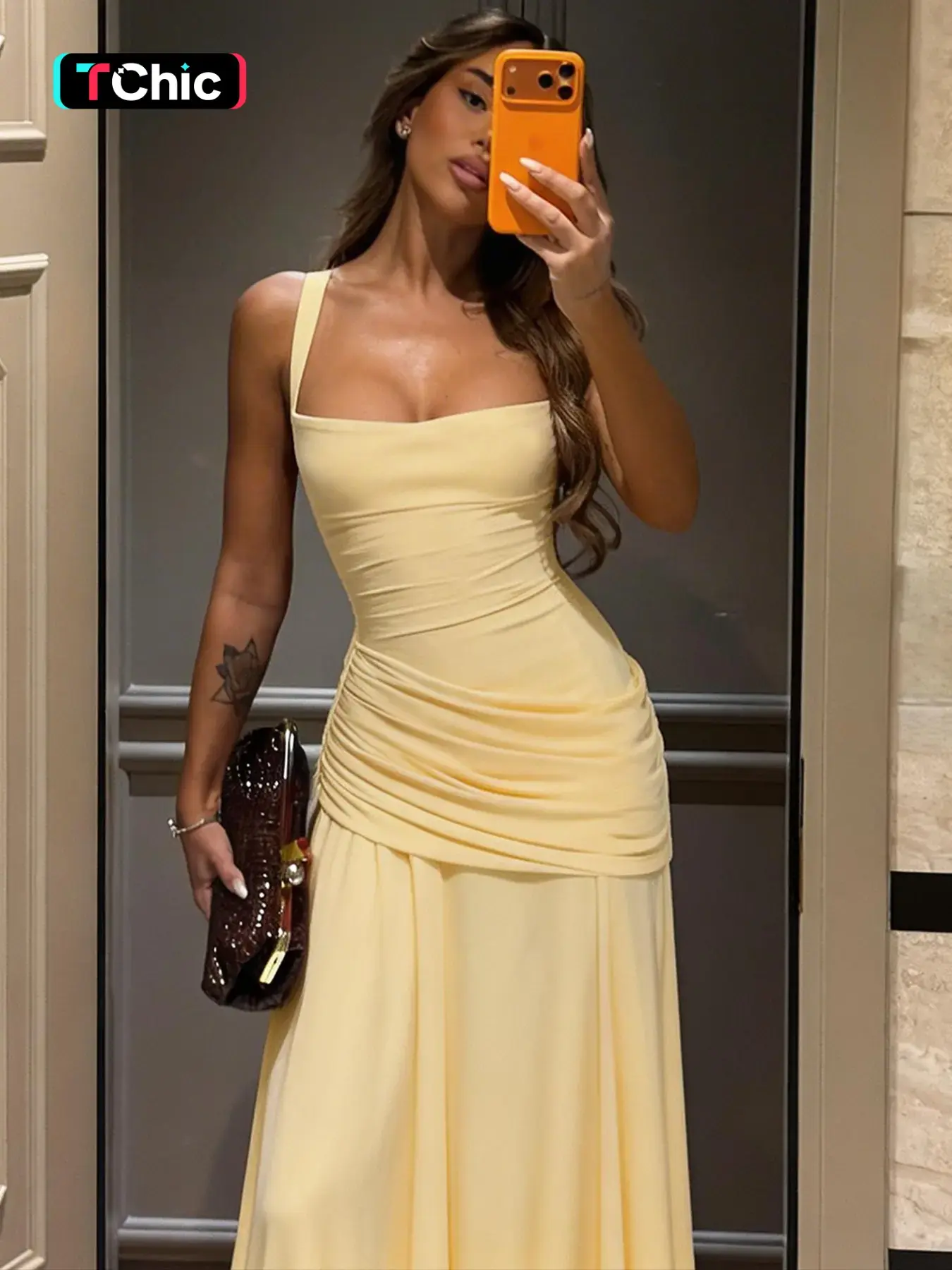 Women's Chic, Solid Color Tie-back Sleeveless Bodycon Slip Dress, Criss Cross Straps Back Lace-up Ruched Slim Fit Maxi Dress, Party Club Date Evening Formal Gown Casual Long Dresses For Ladies All Seasons Fashion Wear