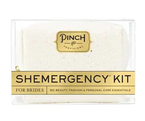 Pinch Provisions Pearl Shemergency Kit for Brides Includes 50 Must-Have Emergency Essential Items for The Big Day Mid-Size Multi-Functional Pouch Perfect Survival Kit for Wedding Day