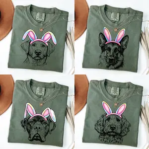 Easter Bunny Dog Shirt – 50 Dog Breeds Available, Custom Dog Lover Gift, Cute Bunny Ear Puppy Tee, Easter Dog Mom Shirt, Moss Comfort Colors Easter Shirt