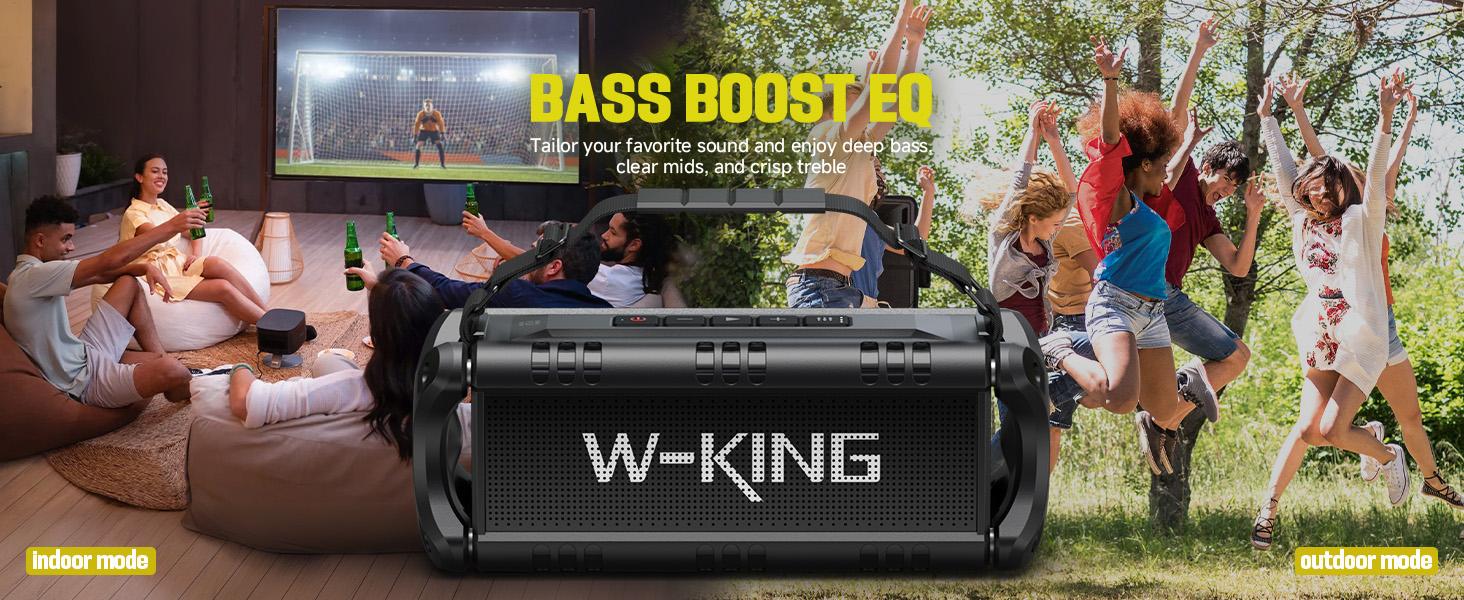 W-KING Bluetooth Speaker, 90W Max Loud Portable Speakers Bluetooth Wireless, IPX6 Waterproof Outdoor Speaker with 50W Deep Bass/2 Powerful Subwoofer/40H/Power Bank/EQ/TF/AUX/NFC for Pool/Party/Travel Rechargeable Audio