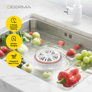 DEERMA GS01 Fruit and Vegetable Washing Machine，Portable Automatic Food Purifier Pure Ti Antimicrobial Cleaning, Bacteria & Pesticide Removal, Vortex Microbubble Ultrasonic Wash for Fruits, Veggies, Meat, Seafood