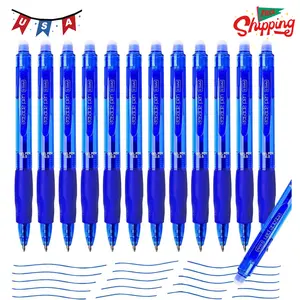 12Pcs Erasable Gel Pens Blue Ink, Click Fine Point 0.5 mm Blue