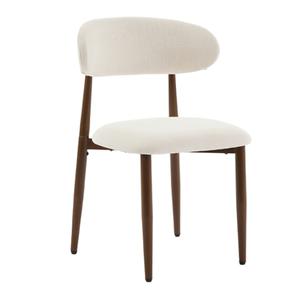 Modern Metal Dining Chairs Set of 2 Beige Fabric Upholstered for Dining Room & Kitchen Ergonomic Backrest Sturdy Frame Easy Assembly
