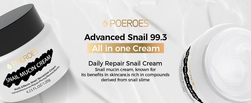 POEROES Ultra Moisturizing Snail Mucin 99.3% Moisturizing Gel for Dry & Sensitive Skin - 120g /4.23oz Cleansing Skin Care, Facial Lotion Moisturizer Comfort