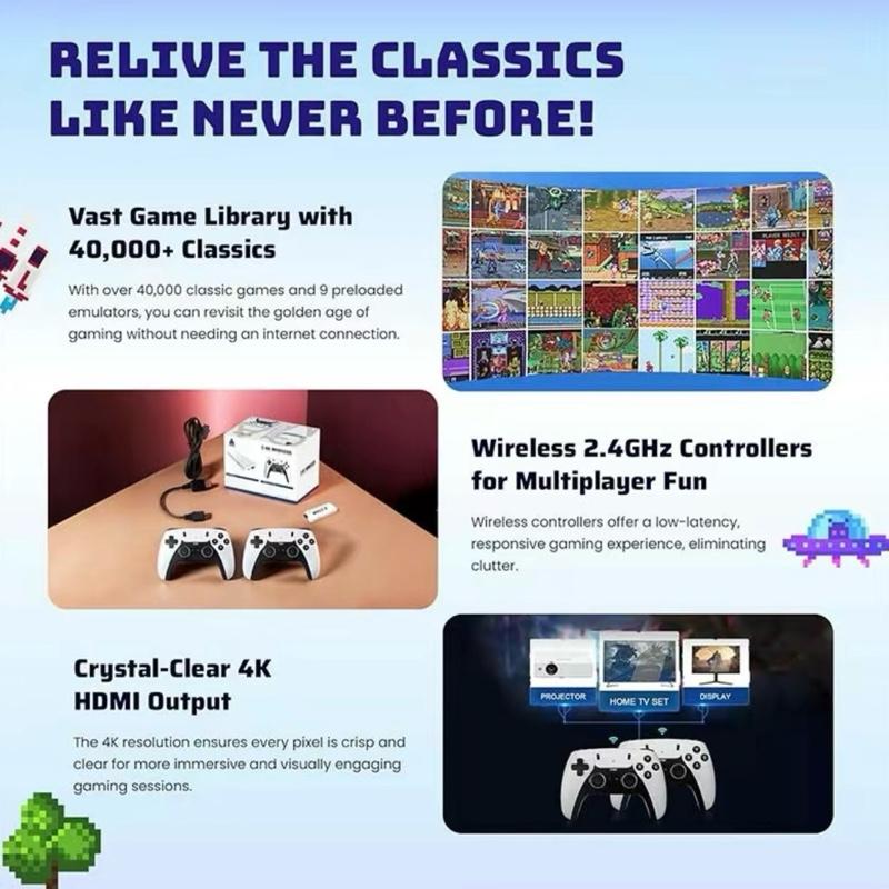 4K TV Game Stick M15 Video Game Console with 40000+ Games 64GB Handheld Player Wireless Controller Retro Gamepad 23 Classic Emulators