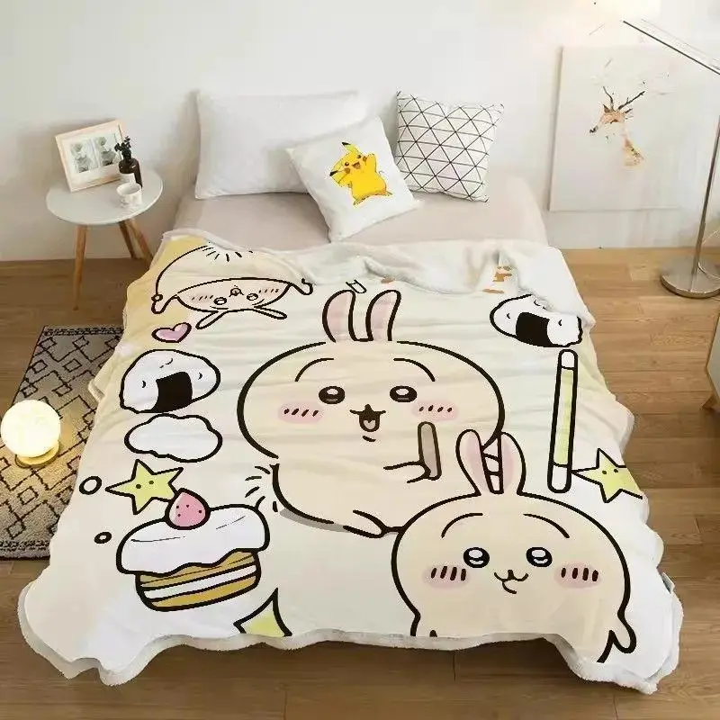 Chiikawa Cute Anime Flannel Throw Blankets - Premium Material, Ultra Soft, Lightweight, Cozy Warm Blanket for Bedroom, Couch, Ideal Gift for Anime Fans on Mother's Day, Valentine's Day, Birthdays, Christmas