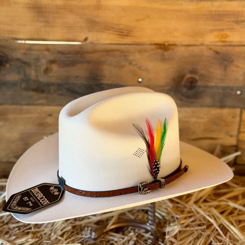 Sombrero Estilo Sinaloa Morcon Chaparral 1000x (Toquilla Café con Pluma Tri-Color