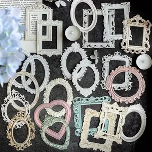 40PCS Vintage Lace Frame Scrapbook Papers, Featuring Various Shapes And Colors, with Exquisite Embossed Designs, Perfect for Crafts, Journaling, Albums, Scrapbooking,Arts And Crafts Supplies
