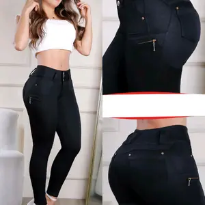 BON BON UP Colombian High-Waisted  Jeans (Ref 8444) - Women's Comfortable Slim-Style Casual Denim Pants