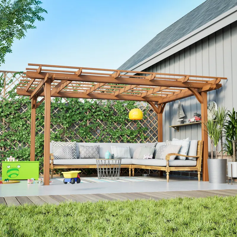 [SOIYELIFE] 12 x 10 FT Outdoor Wood Pergola, Wooden Grape Pergola for Climbing Plant Support for Garden, Patio, Backyard, Deck, Brown,Unique furniture