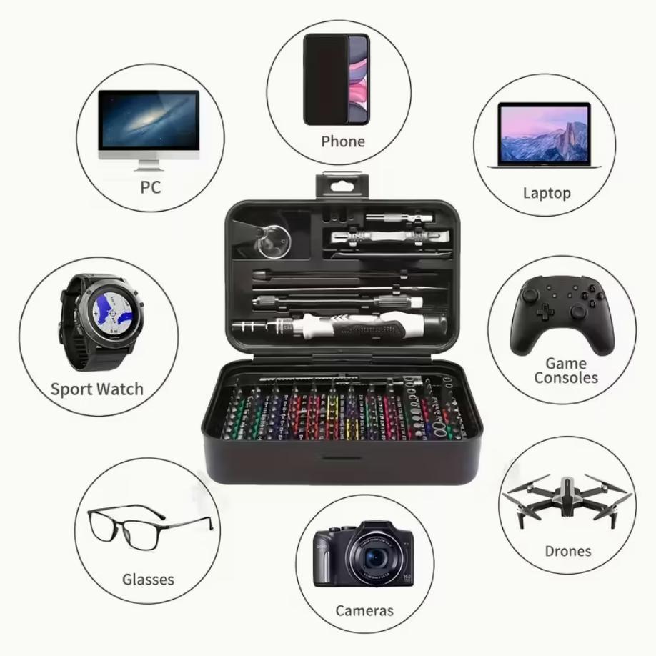 132 In 1 Precision Screwdriver Hardware Set, Magnetic Screwdriver Tool Set with 108pcs Bits, Multipurpose Screwdriver Tool Kit for Repairing Phone, Heavy Duty Industrial Tools, Precision Ratchet Screwdriver
