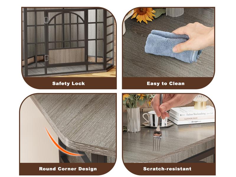 COZPAW 52 Inch Corner Dog Crate Furniture,Wooden Dog Kennel Indoor Furniture End Table,Modern Dog Cage Decorative Pet House TV Stand for Large Medium Dogs,Gray