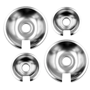 715877 & 715878 Replacement Drip Pans - 4-Pack Chrome Set for Jenn-Air Electric Range (Fits 6" & 8" Burners)
