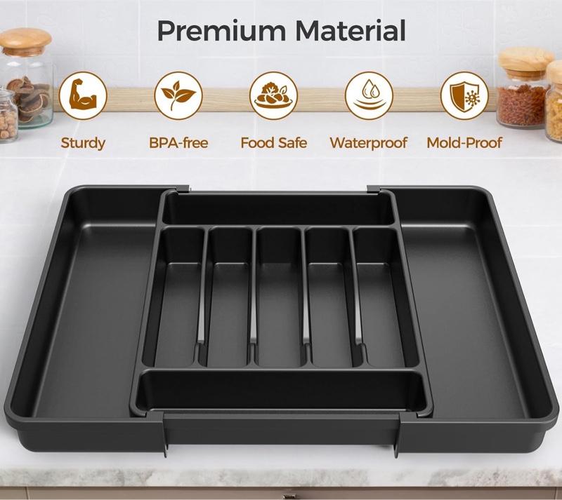 Extra Large Expandable Silverware Organizer Kitchen Utensil Drawer Organizer with Compartments for Utensils and Cutlery