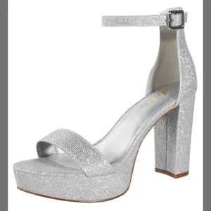 Ankis Platform Heels 4 Inches Chunky Heels Sandals For Women Comfy Open Toe Block Heeled Sandals Black Nude White Silver Gold Ankle Strappy Black Chunky Platform Heel For Women Summer Dress Shoes