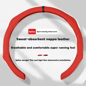 Leather Centering Mark Steering Wheel Cover Quick Turn Non-Slip Breathable Ultra-Thin Universal Grip Cover  Multipurpose PU Leather Non-Slip Steering Wheel Protector, Universal Car Interior Accessory for Four Seasons Car Accessories Automotive Car Gifts