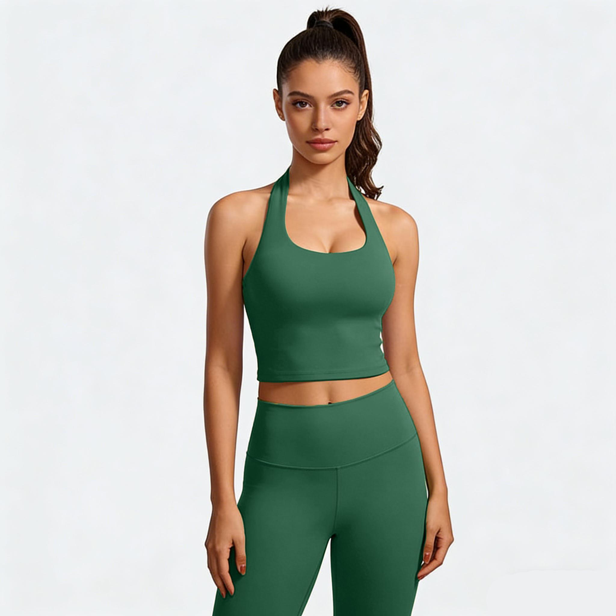 DENFY Impact Halter Top Fitness Gymwear Women's Tank Tops Workout Sports Vest Seamless Yoga Backless Tanks Gym Sportswear Activewear Athletic Athletic Training Apparel