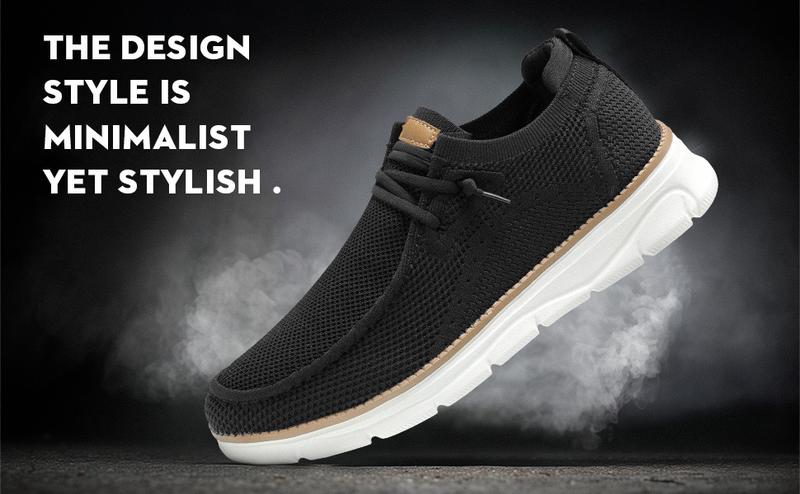 Men's Casual Mesh Breathable Solid Color Slip On Shoes Lightweight Comfortable Sports Running Loafers Knitted Mesh Platform Sneakers Boy Footwear Sneaker Closed Training Runner Athletic Trainer