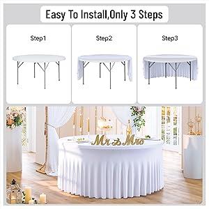 Round Spandex Tablecloth 60/72 Inch – Wrinkle Free Stretch Fitted Table Cover with Skirt for Wedding Birthday Banquet Valentine's Day Party Decoration Round Spandex Tablecloth 60/72 Inch – Wrinkle Free Stretch Fitted Table Cover with Skirt for Wedding Birthday Banquet Valentine's Day Party Decoration