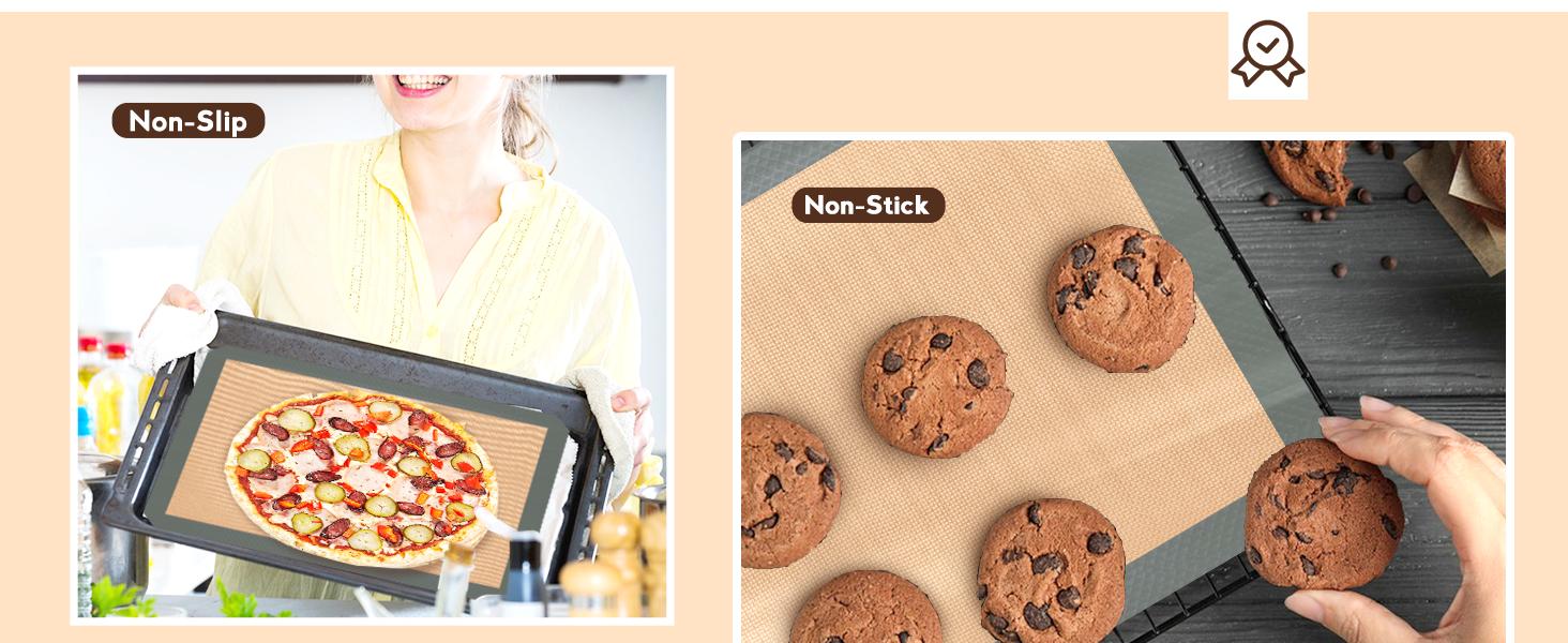 Silicone Baking Mat, Baking Sheets Non Stick, Silicone Mats for Baking, 3 Pcs for Cookies, Bread and Pastry, Baking Supplies for Oven, Grey