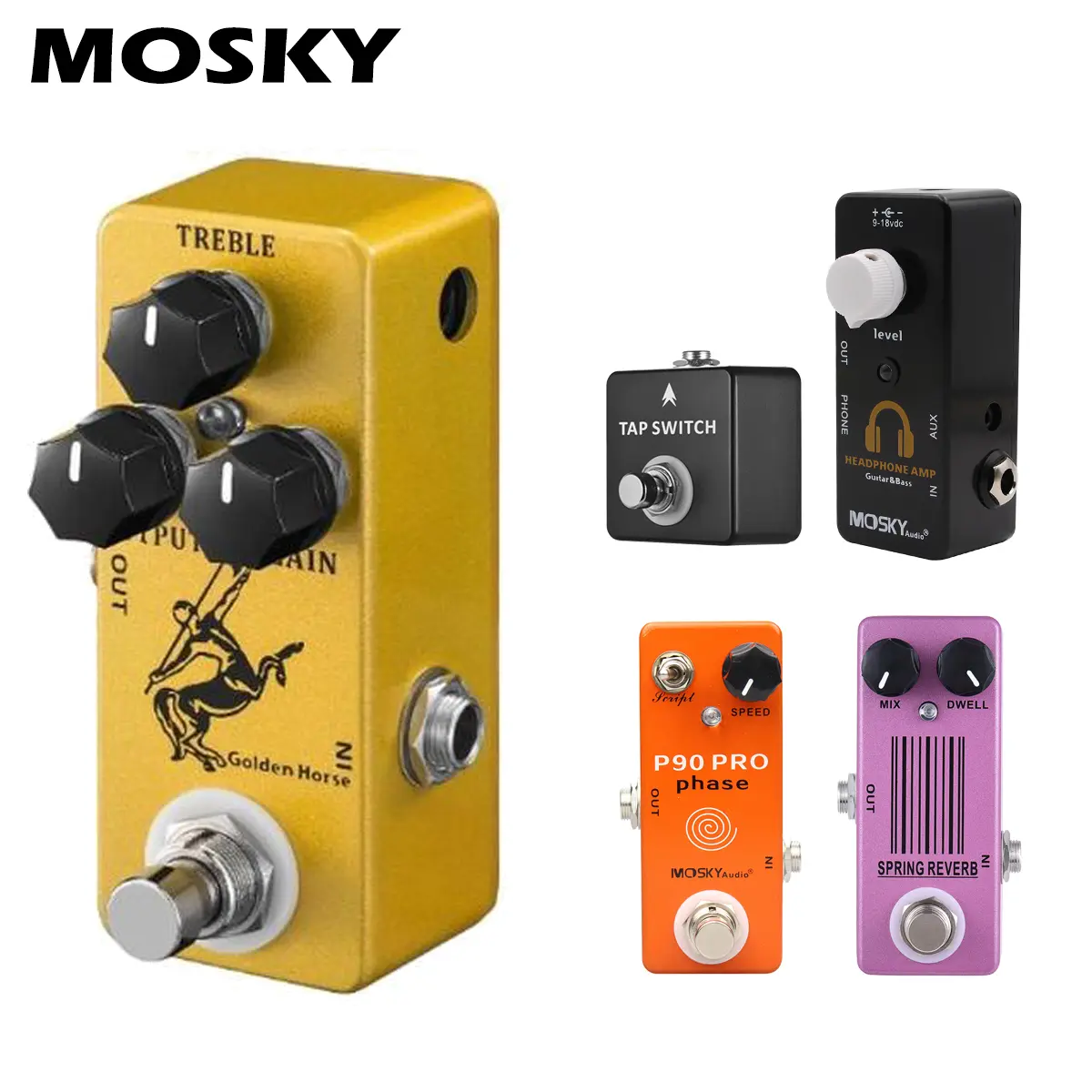 MOSKY Golden Horse Overdrive Guitar Effects Pedal - Mini-Sized Boost Pedal with True Bypass for Electric Guitars, Gift Ideas for Music Lovers, Mini Sized Products