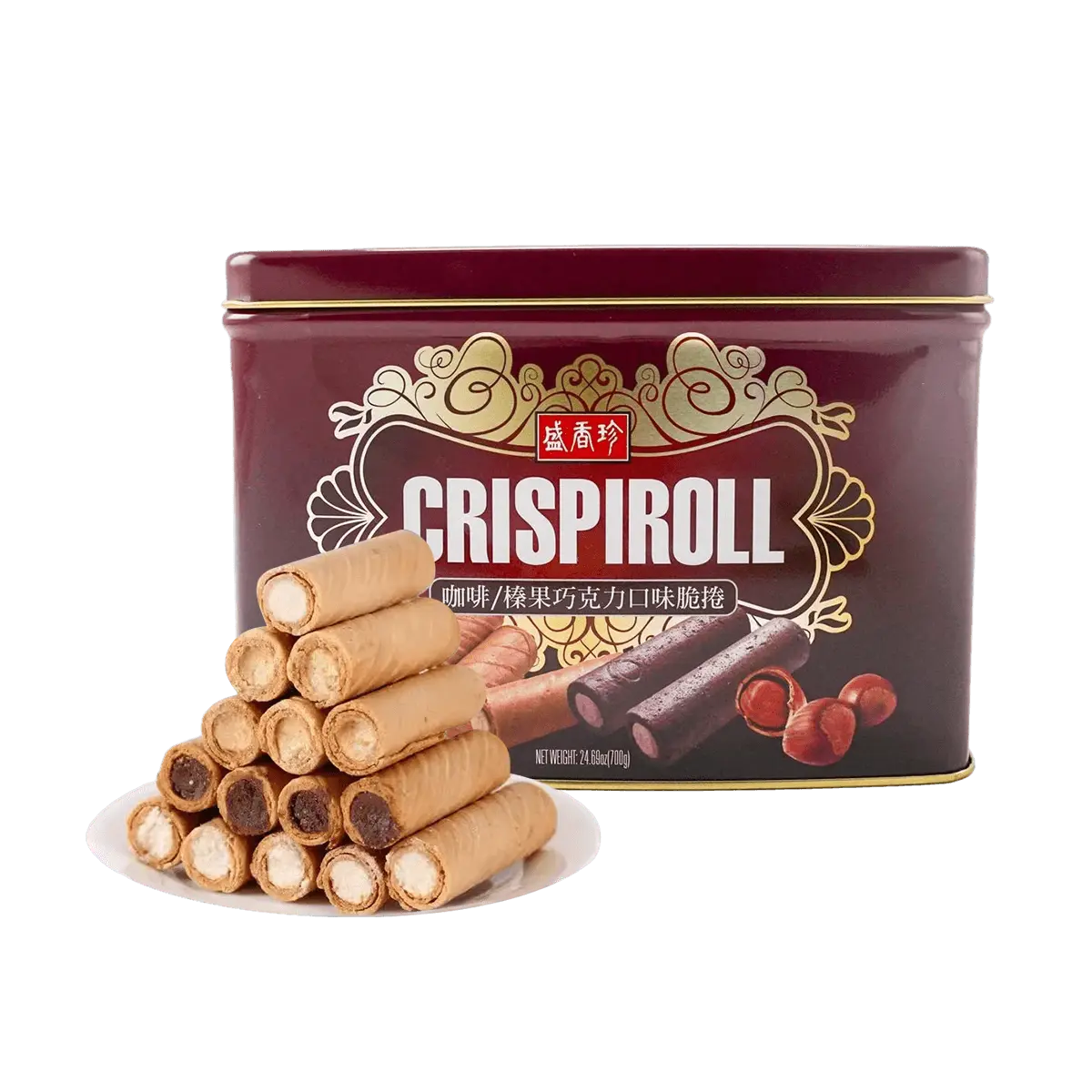 TRIKOFOODS Wafer Crispy Roll Gift Box Hazelnut Chocolate + Coffee , 24.69 oz【Chinese New Year Gift Box】