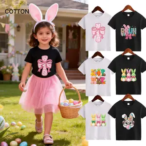 Toddler Easter Shirt Funny Kids Bunny Graphic Tee Tops Boys Girls Cotton Summer Tshirt